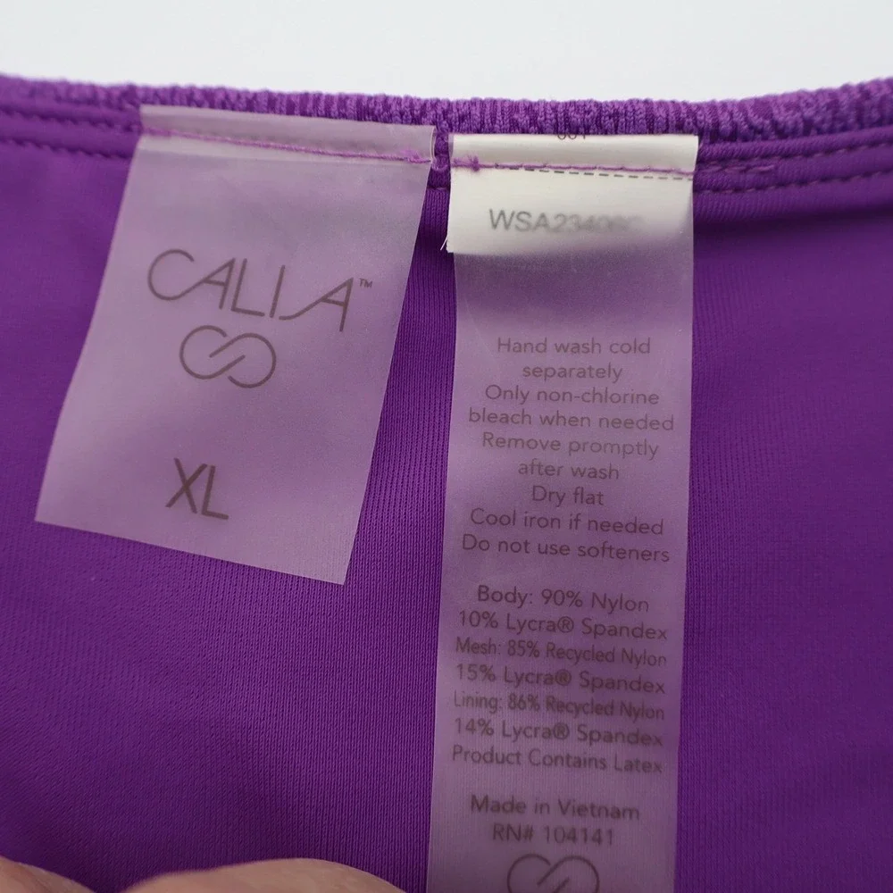 CALIA Womens High Rise Swim Bottom Purple Punch Texture Lycra XL